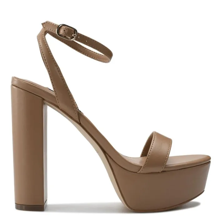 Uknow Platform Dress Sandals Light Tan Women Nine West Heels