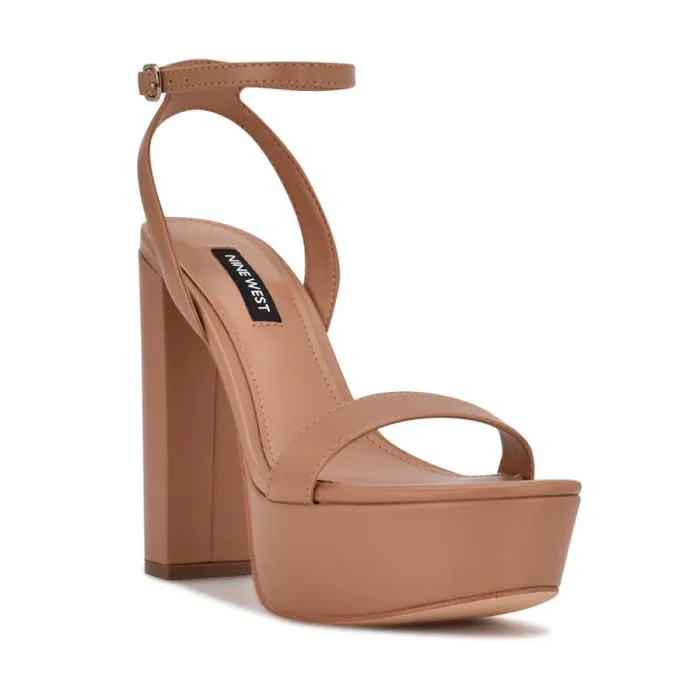Uknow Platform Dress Sandals Light Tan Women Nine West Heels Uknow Platform Dress Sandals Light Tan Women Nine West Heels