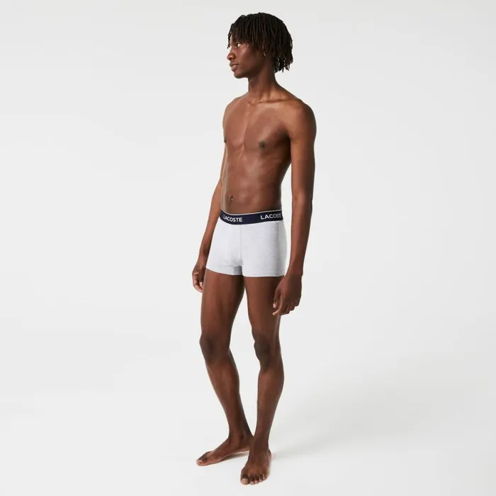 Underwear and Socks Men Lacoste Men039s 3Pack Trunks Grey Chine Cca