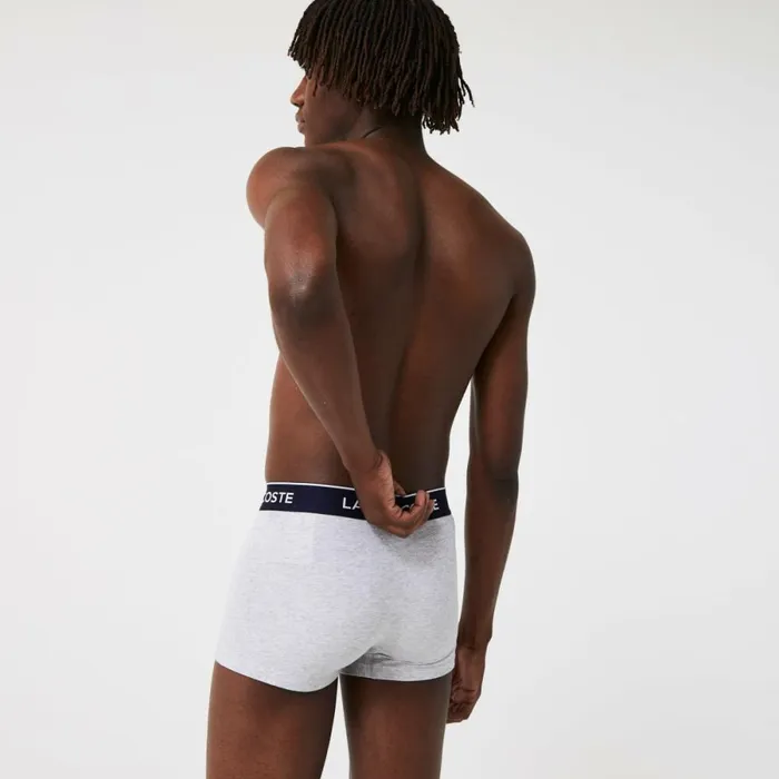 Underwear and Socks Men Lacoste Men039s 3Pack Trunks Grey Chine Cca