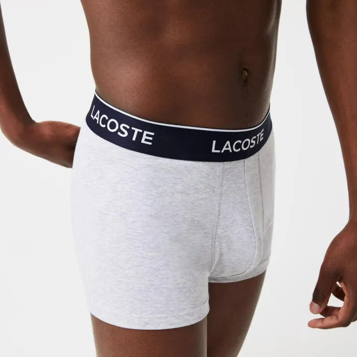 Underwear and Socks Men Lacoste Men039s 3Pack Trunks Grey Chine Cca