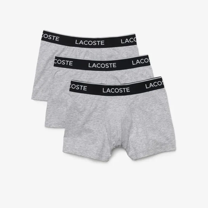 Underwear and Socks Men Lacoste Men039s 3Pack Trunks Grey Chine Cca