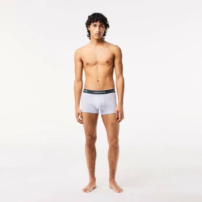 Underwear and Socks Men Lacoste Men039s 3Pack Trunks Purple Navy Blue Grey Chine Ggj