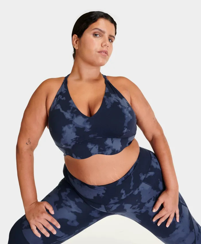 Underwear Sweaty Betty Women Power Contour Plunge Bra Blue Fade Print