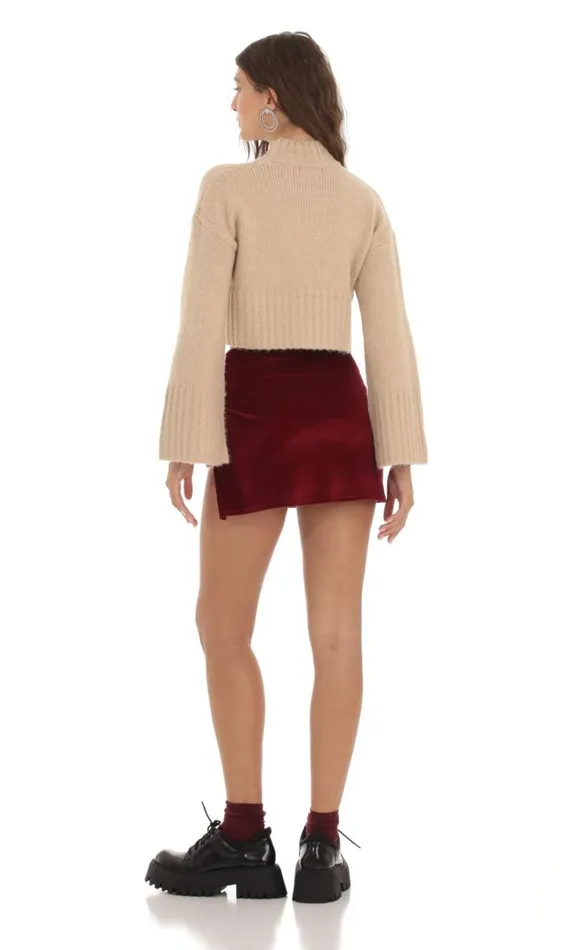 Velvet High Slit Skirt Burgundy Women LUCY IN THE SKY Skirts Velvet High Slit Skirt Burgundy Women LUCY IN THE SKY Skirts