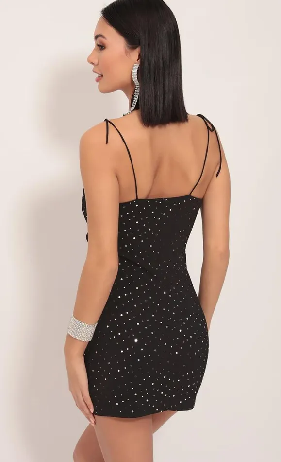 Vertical Frill Dress Twinkling Black Women LUCY IN THE SKY Mini Dresses Vertical Frill Dress Twinkling Black Women LUCY IN THE SKY Mini Dresses