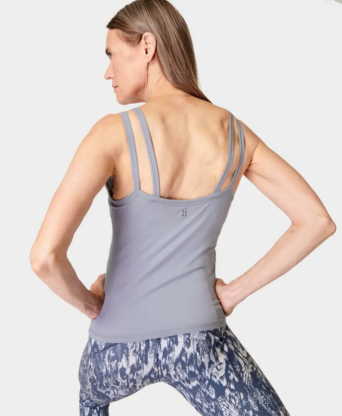 Vest Tops Sweaty Betty Women Super Soft Rib Twin Strap Vest Neutral Flow Grey