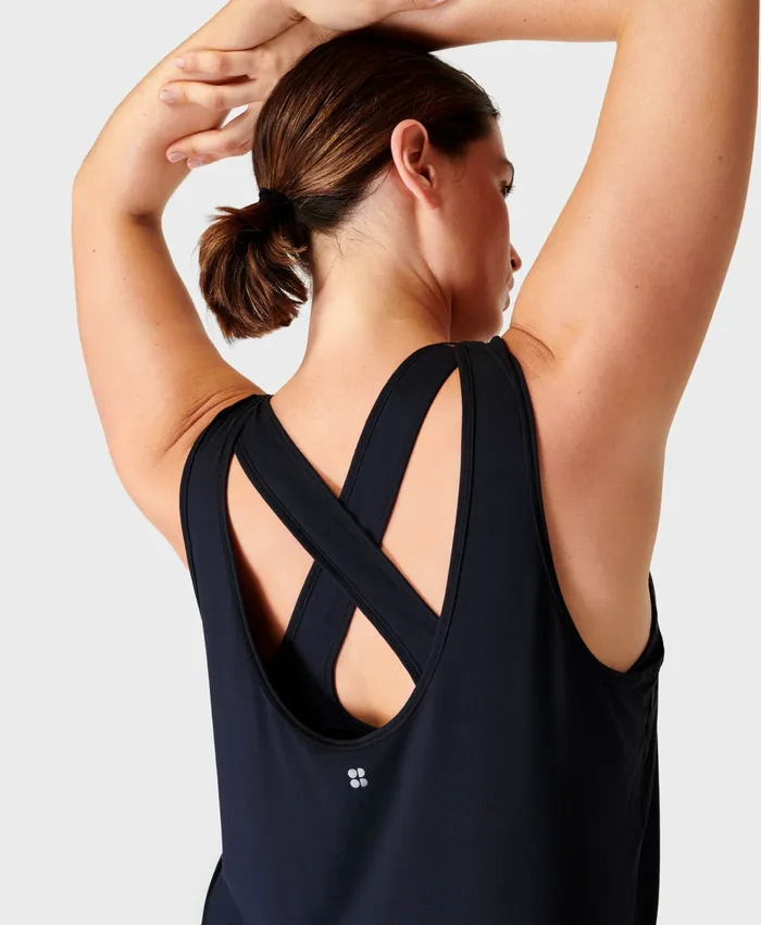 Vest Tops Women Double Up Vest Black Sweaty Betty