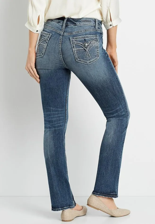 Vigoss Dark Wash Faux Flap Pocket Slim Boot Jean Women Maurices Jeans