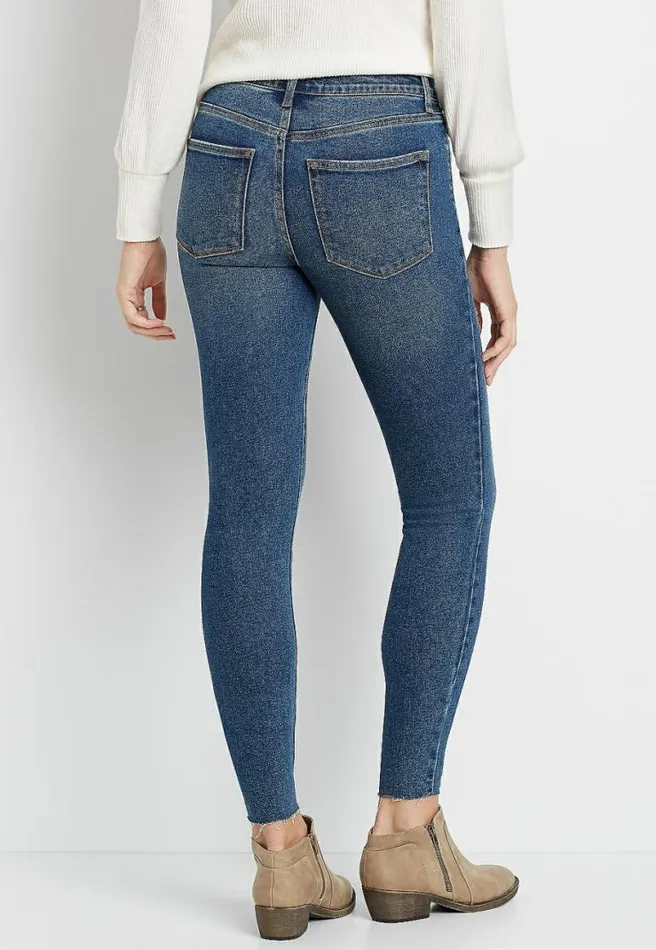 Vintage High Rise Medium Destructed Button Fly Jegging Women Maurices Jeans