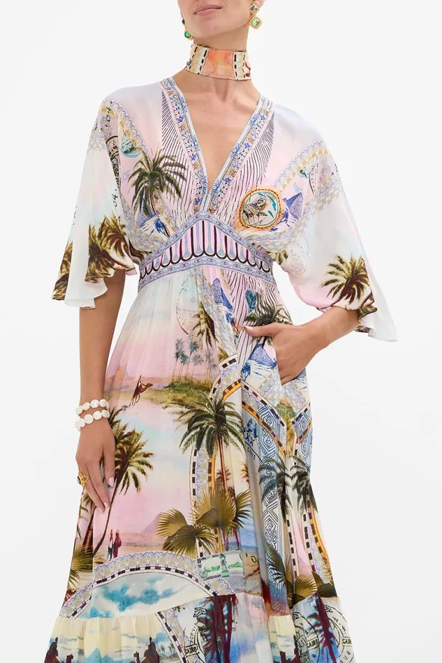 WAISTED DRESS WITH HEM RUFFLE CALL ME IN CAIRO Call Me In Cairo Womens Camilla Dresses