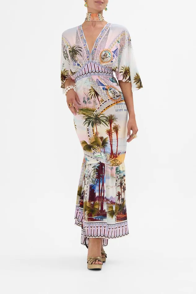 WAISTED DRESS WITH HEM RUFFLE CALL ME IN CAIRO Call Me In Cairo Womens Camilla Dresses