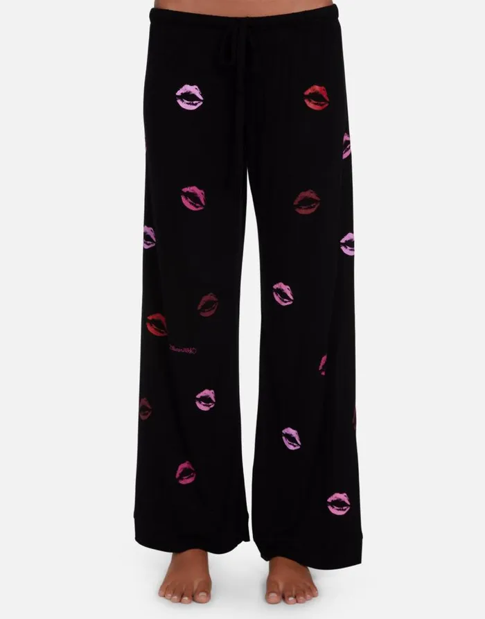 Waverly Mini Watercolor Lips Black Women Lauren Moshi Short Sleeve