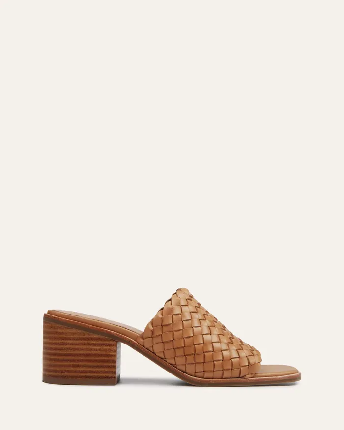 Whaler mid heel sandals tan leather MULES jomercer Women