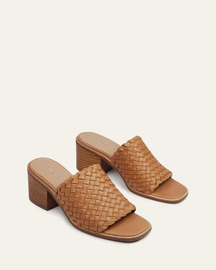 Whaler mid heel sandals tan leather MULES jomercer Women Whaler mid heel sandals tan leather MULES jomercer Women