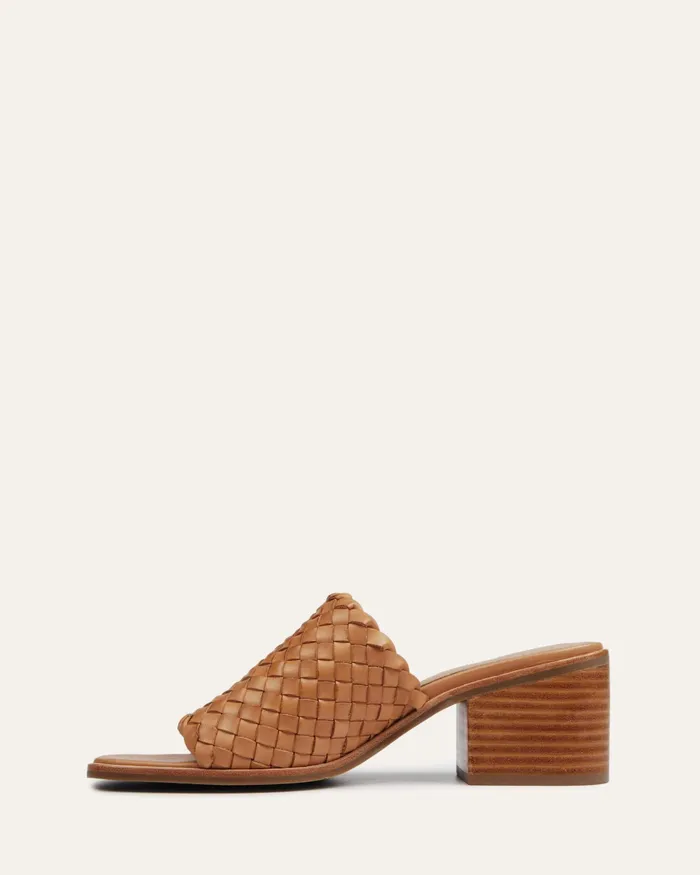 Whaler mid heel sandals tan leather MULES jomercer Women Whaler mid heel sandals tan leather MULES jomercer Women