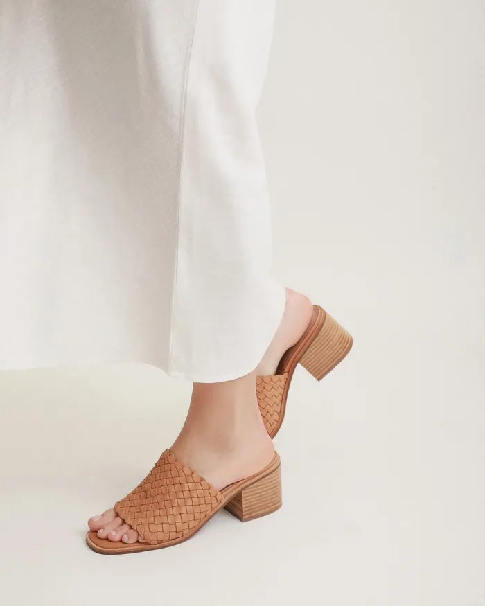 Whaler mid heel sandals tan leather MULES jomercer Women Whaler mid heel sandals tan leather MULES jomercer Women