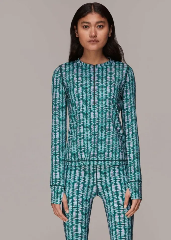 Whistles Abstract Wave Zip Sports Top Multicolour Women Tops