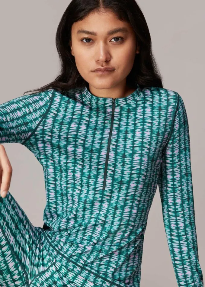 Whistles Abstract Wave Zip Sports Top Multicolour Women Tops