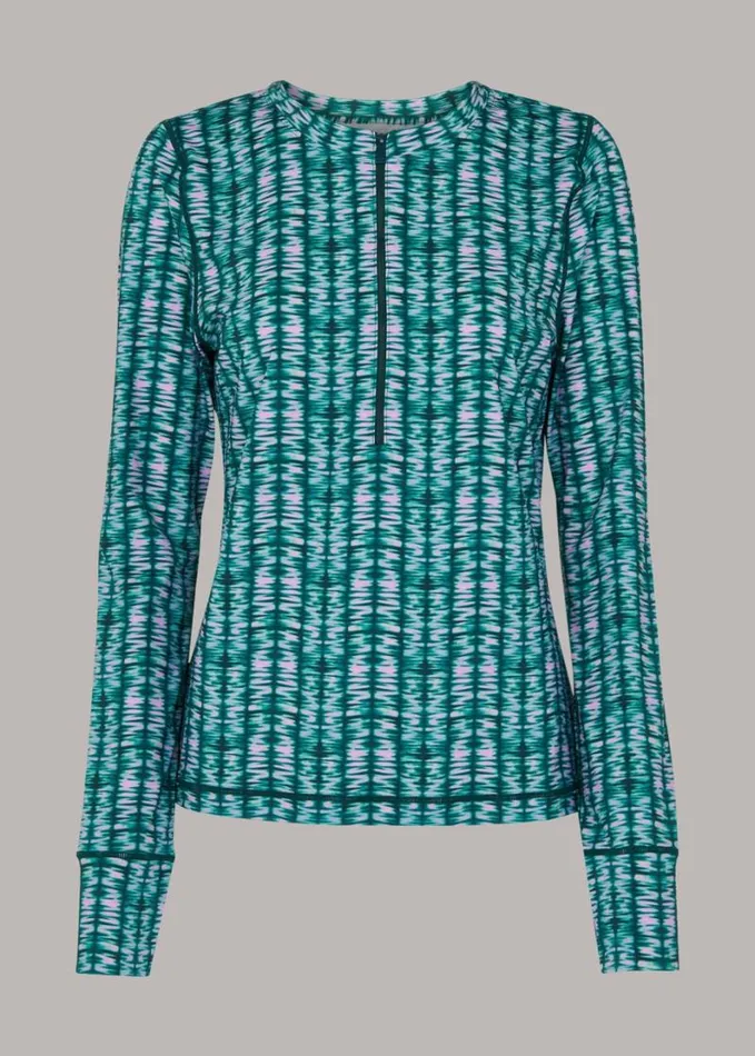 Whistles Abstract Wave Zip Sports Top Multicolour Women Tops