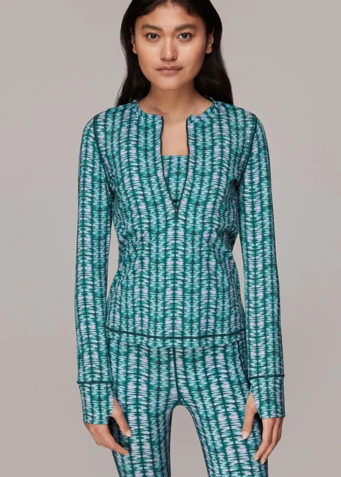 Whistles Abstract Wave Zip Sports Top Multicolour Women Tops
