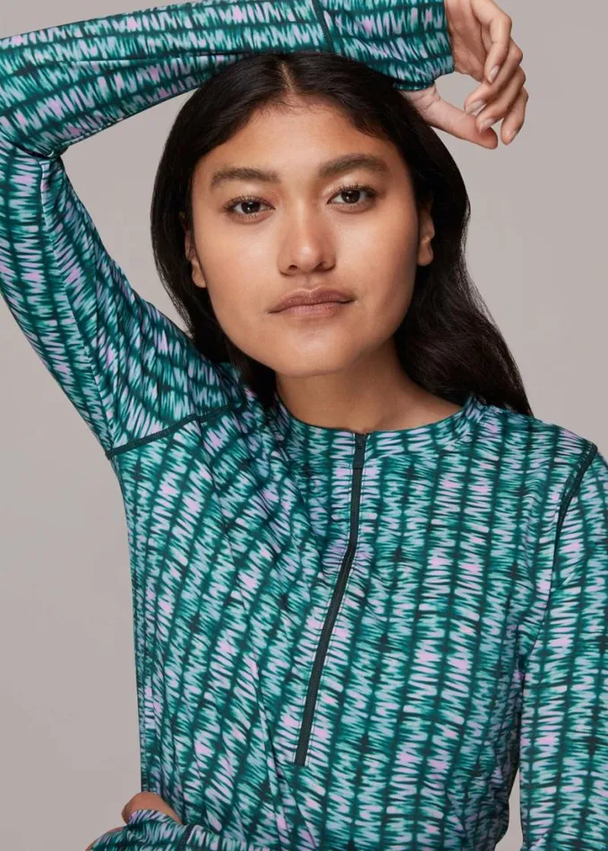 Whistles Abstract Wave Zip Sports Top Multicolour Women Tops