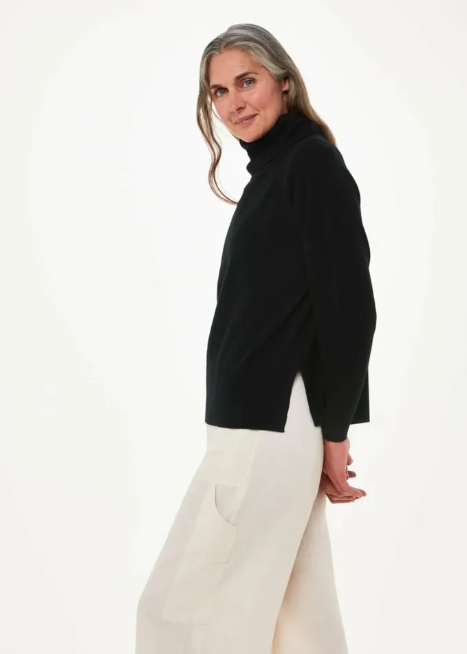 Whistles Cashmere Roll Neck Black Women Sweaters and Cashmere