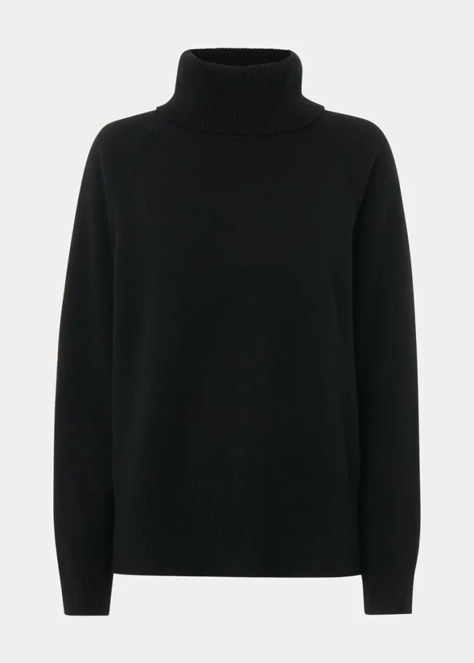 Whistles Cashmere Roll Neck Black Women Sweaters and Cashmere