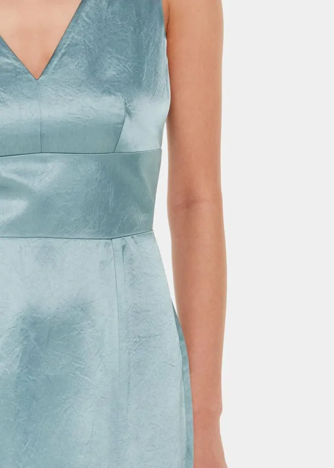 Whistles Charlotte Satin Maxi Dress Sage Green Women Dresses