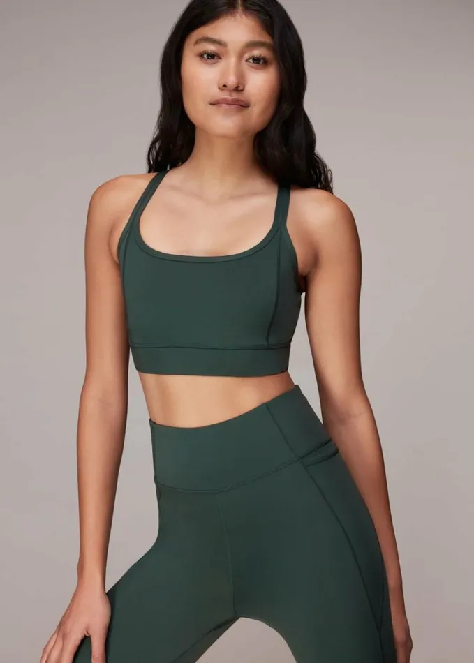Whistles Cross Back Sports Bra Khaki Women Tops