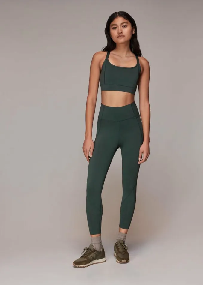 Whistles Cross Back Sports Bra Khaki Women Tops