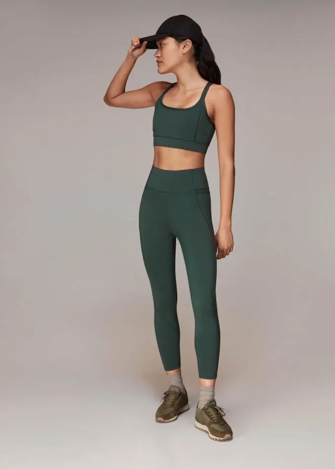 Whistles Cross Back Sports Bra Khaki Women Tops