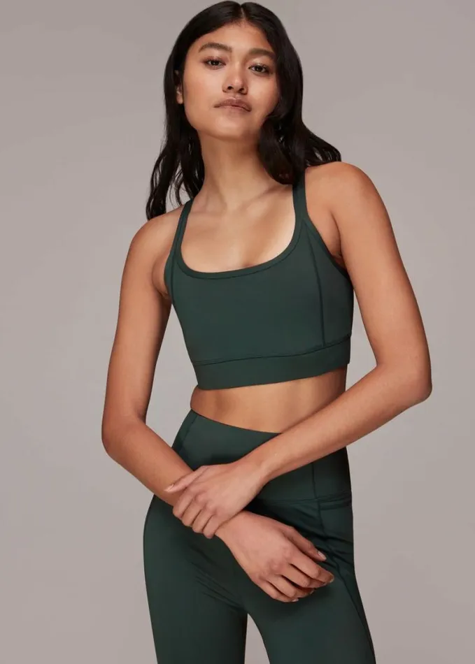 Whistles Cross Back Sports Bra Khaki Women Tops