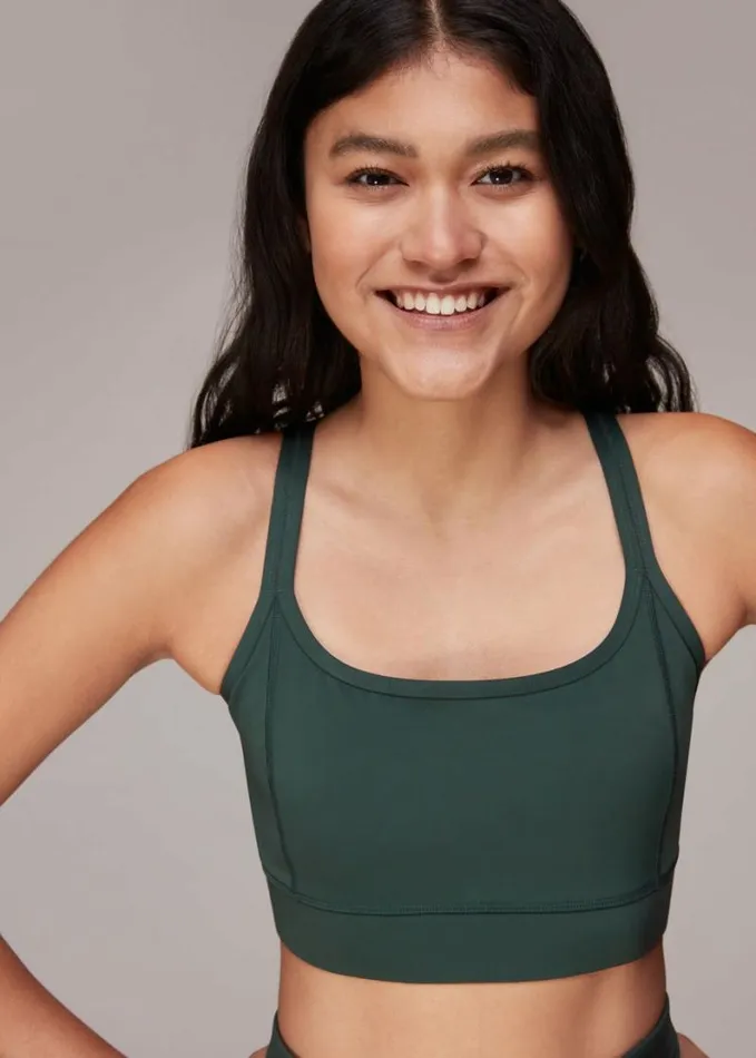 Whistles Cross Back Sports Bra Khaki Women Tops