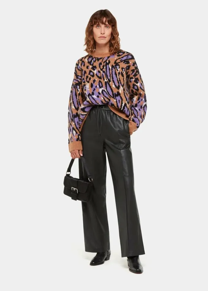 Whistles Elasticated Leather Trouser Black Women Pants