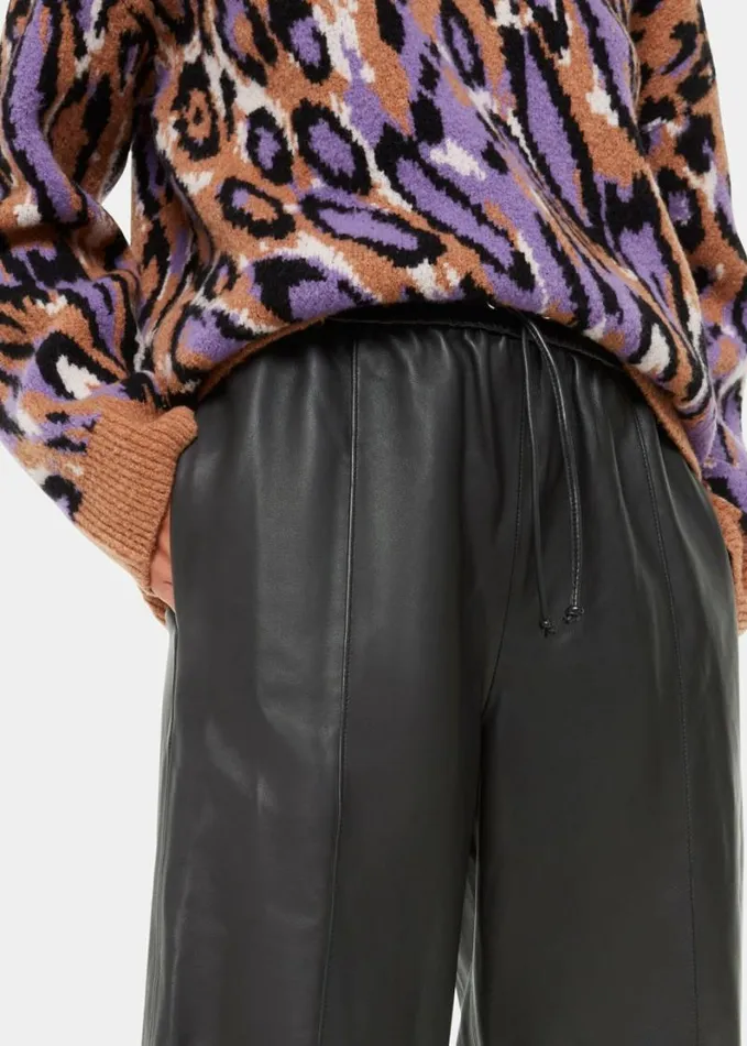 Whistles Elasticated Leather Trouser Black Women Pants