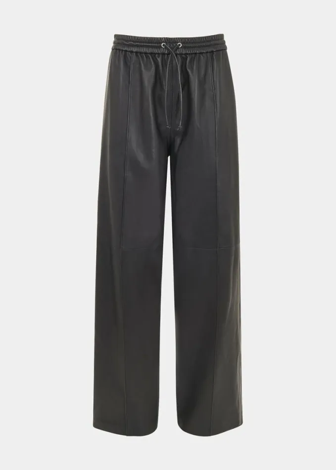 Whistles Elasticated Leather Trouser Black Women Pants