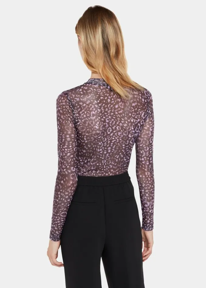 Whistles Feather Leopard Mesh Top Purplemulti Women Tops