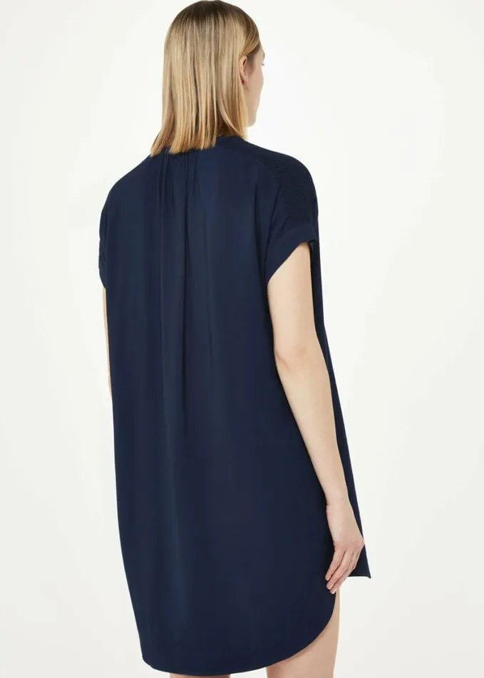 Whistles Gathered Shoulder Mina Dress Navy Women Dresses