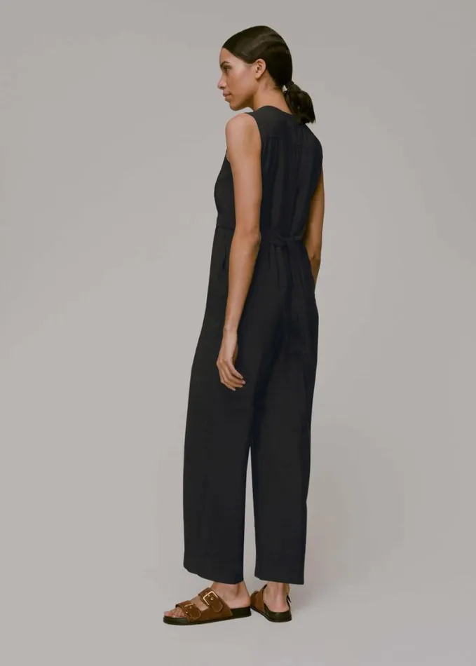 Whistles Josie Zip Front Jumpsuit Black Women Jumpsuits
