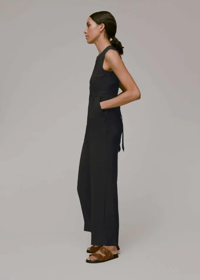 Whistles Josie Zip Front Jumpsuit Black Women Jumpsuits