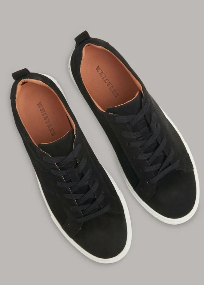 Whistles Koki Suede Lace Up Trainer Black Women Sneakers