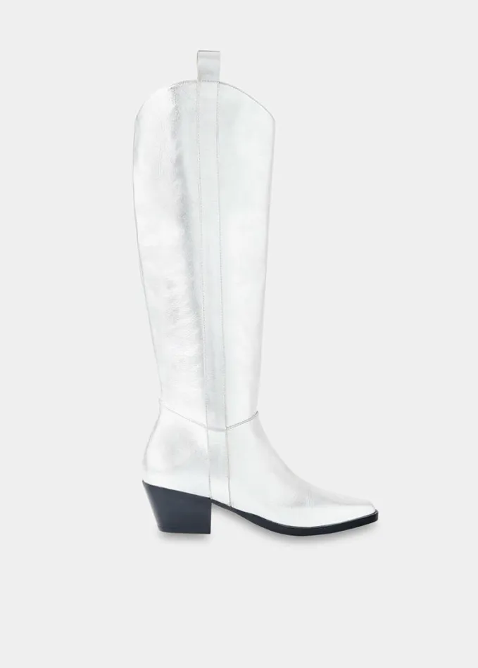 Whistles Limited Asa Western Boot Silver Women Heels
