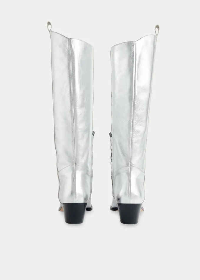 Whistles Limited Asa Western Boot Silver Women Heels