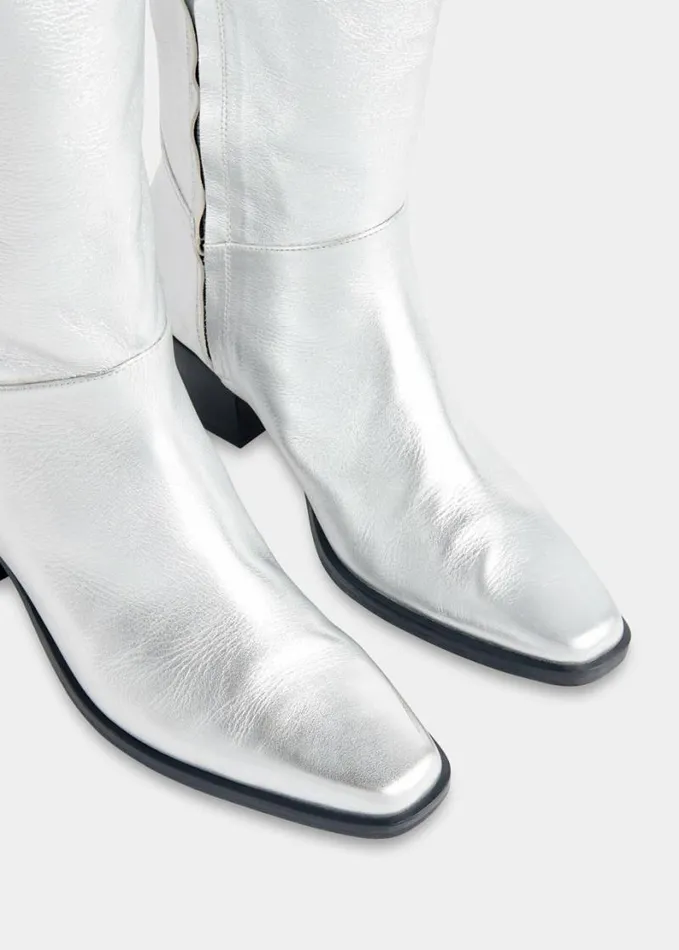 Whistles Limited Asa Western Boot Silver Women Heels