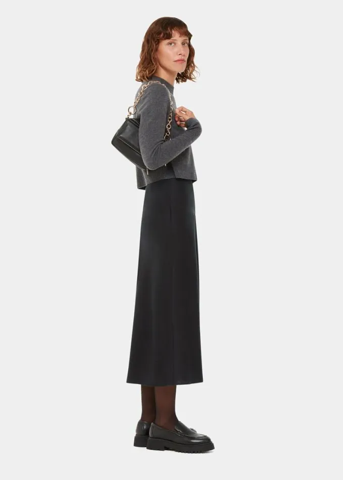 Whistles Louise Bias Cut Skirt Black Women Skirts