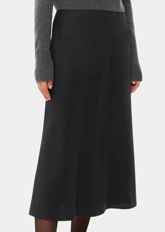 Whistles Louise Bias Cut Skirt Black Women Skirts