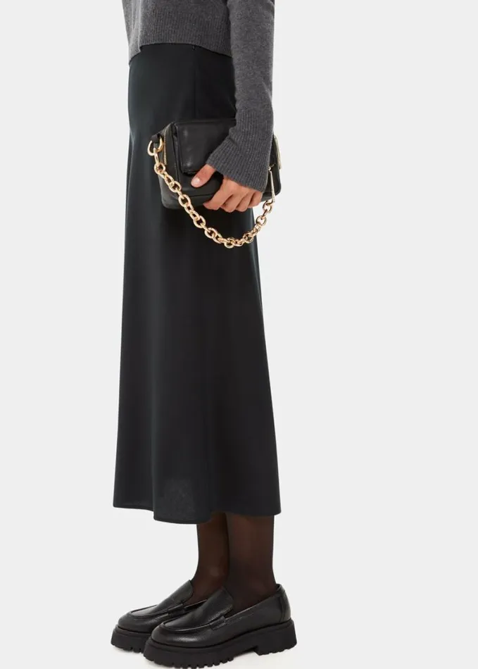 Whistles Louise Bias Cut Skirt Black Women Skirts