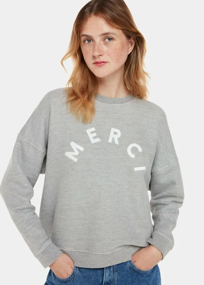 Whistles Merci Logo Sweat Grey Women Tops