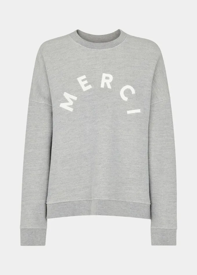 Whistles Merci Logo Sweat Grey Women Tops